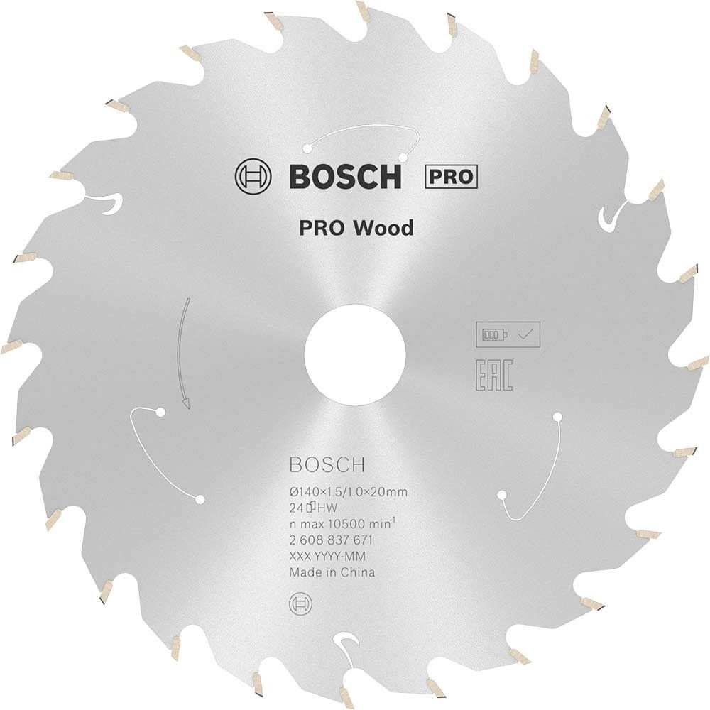 Bosch PRO Cordless Wood Cutting Circular Saw Blade 140mm 24T 20mm - Image 1