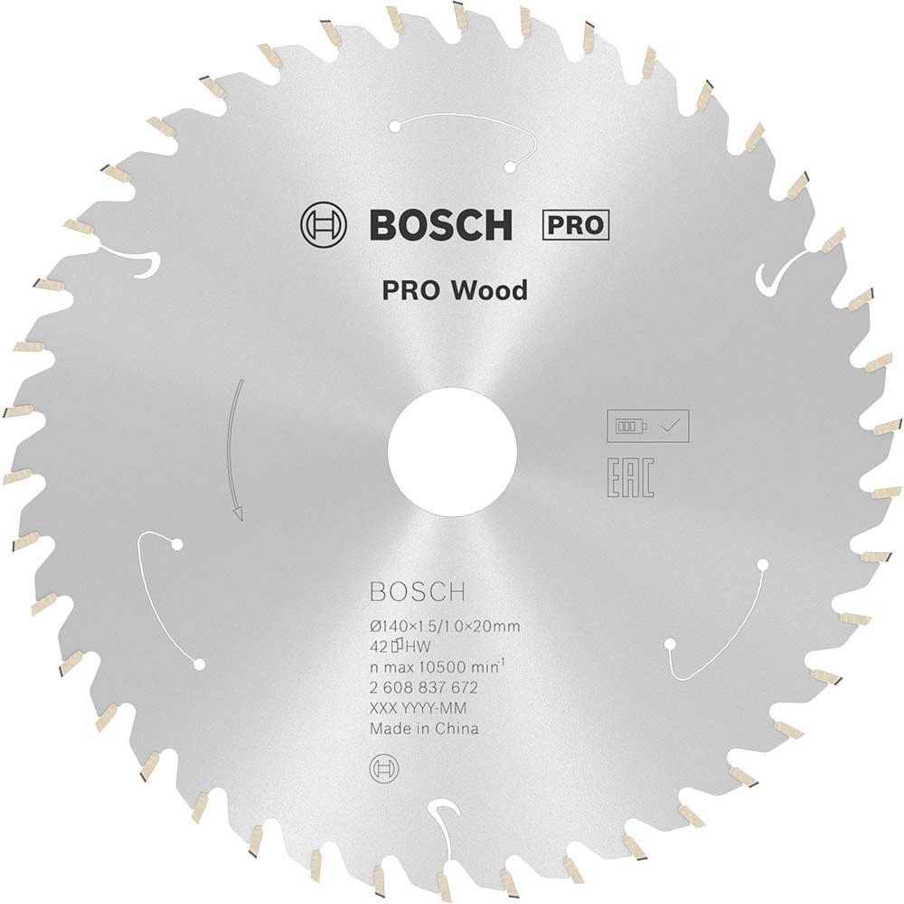 Bosch PRO Cordless Wood Cutting Circular Saw Blade 140mm 42T 20mm - Image 1