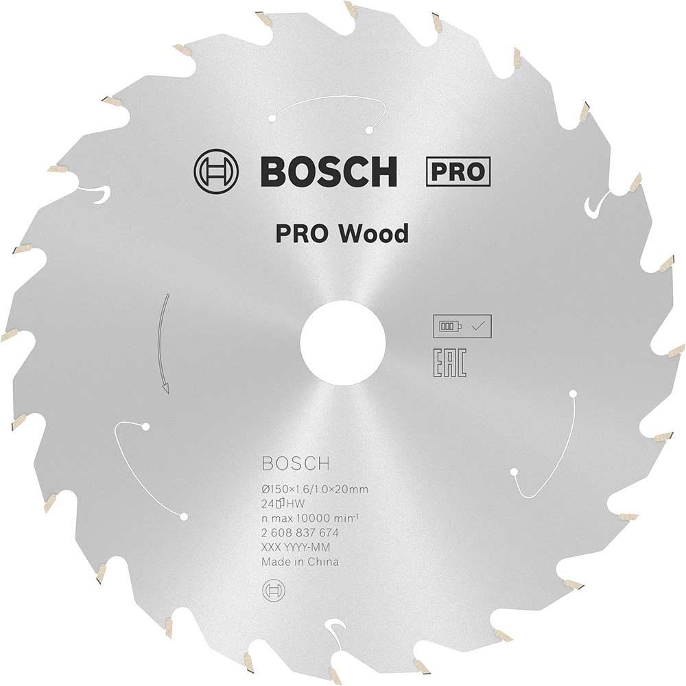 Bosch PRO Cordless Wood Cutting Circular Saw Blade 150mm 24T 20mm - Image 1