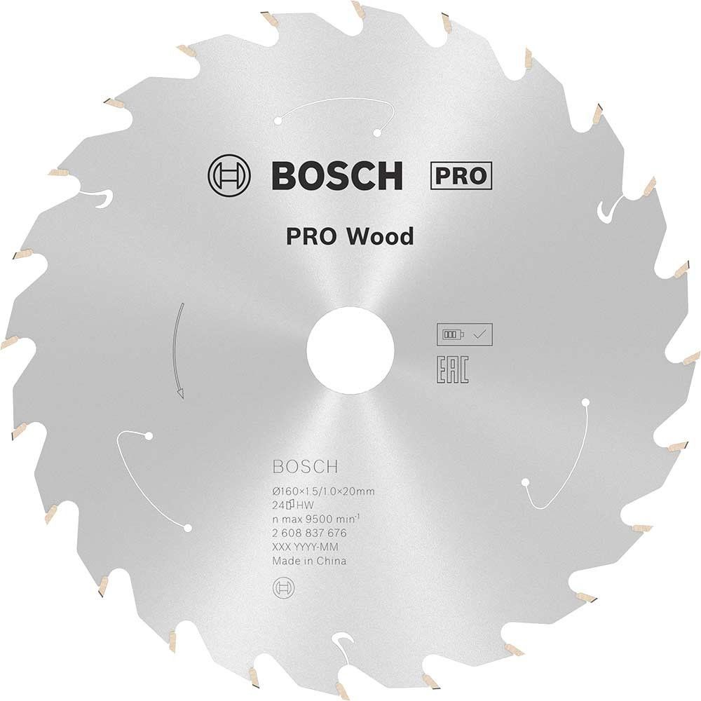 Bosch PRO Cordless Wood Cutting Circular Saw Blade 160mm 24T 20mm - Image 1