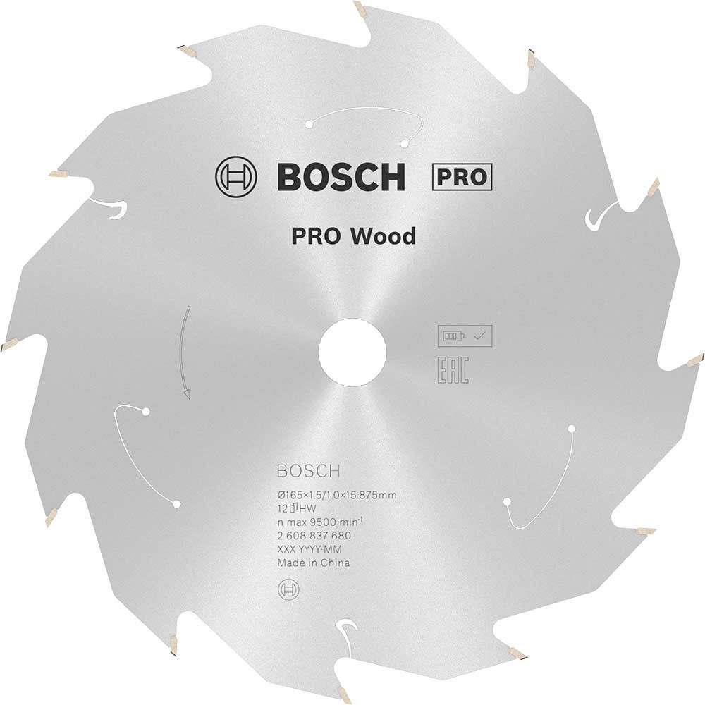 Bosch PRO Cordless Wood Cutting Circular Saw Blade 165mm 12T 15.875mm - Image 1
