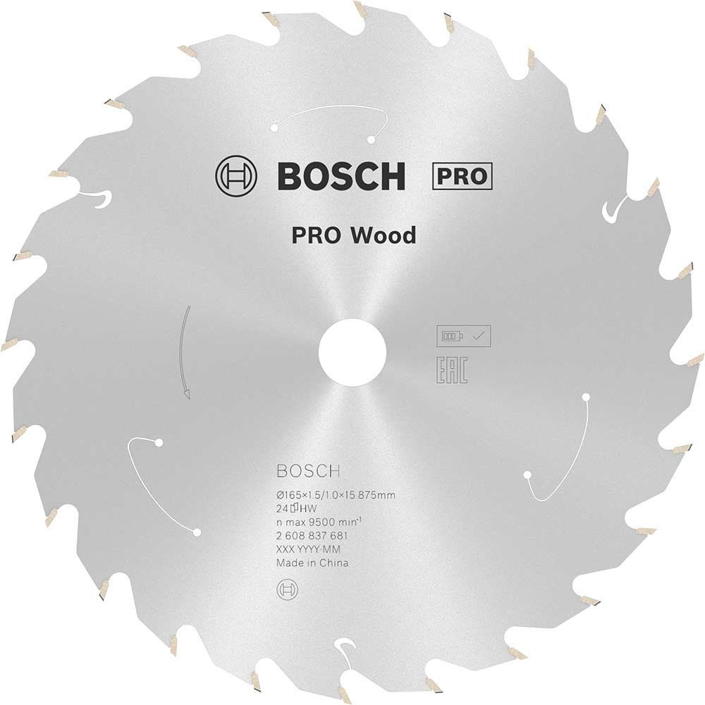 Bosch PRO Cordless Wood Cutting Circular Saw Blade 165mm 24T 15.875mm - Image 1
