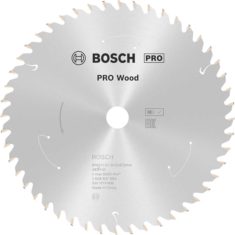 Bosch PRO Cordless Wood Cutting Circular Saw Blade 165mm 48T 15.875mm - Image 1
