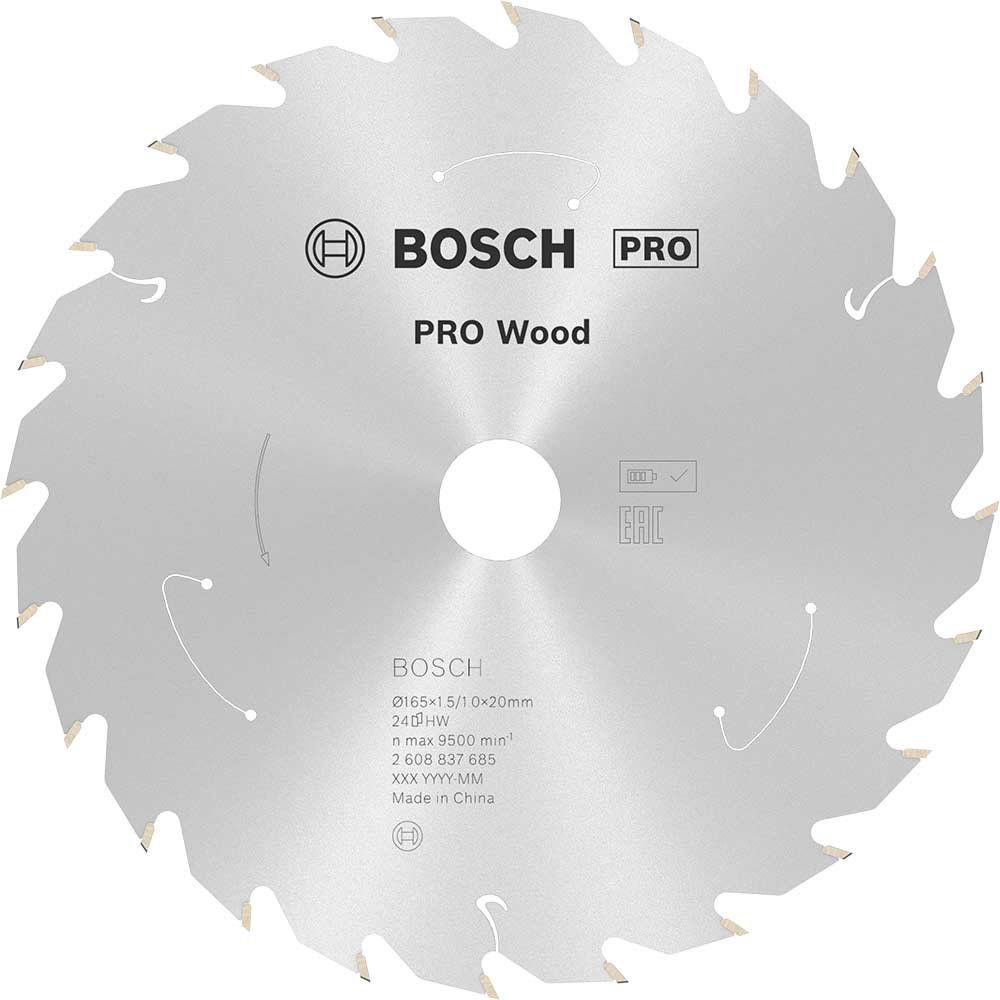 Bosch PRO Cordless Wood Cutting Circular Saw Blade 165mm 24T 20mm - Image 1