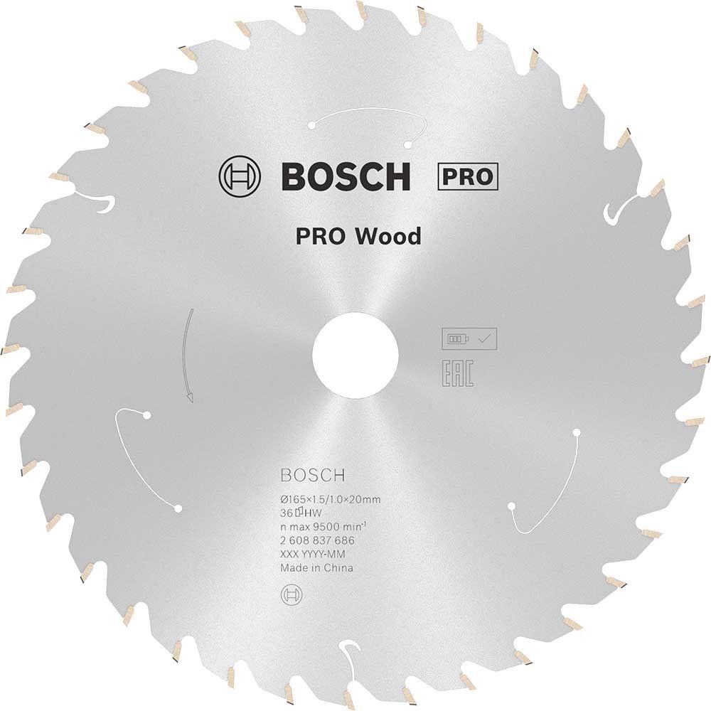 Bosch PRO Cordless Wood Cutting Circular Saw Blade 165mm 36T 20mm - Image 1
