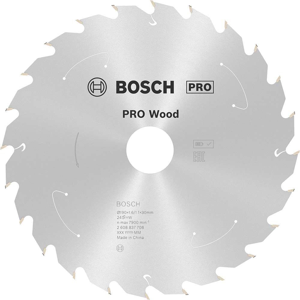 Bosch PRO Cordless Wood Cutting Circular Saw Blade 190mm 24T 30mm - Image 1