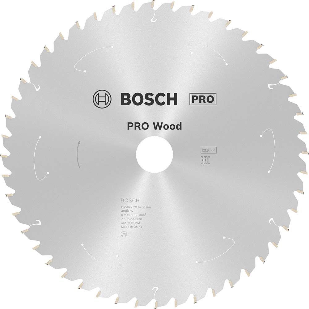 Bosch PRO Cordless Wood Cutting Circular Saw Blade 250mm 48T 30mm - Image 1