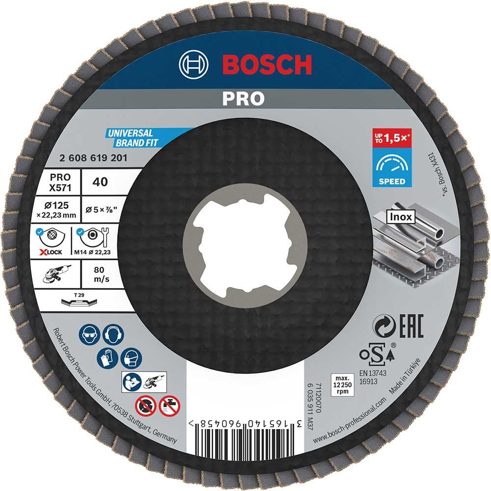 Bosch PRO X Lock Zirconium Abrasive Flap Disc 125mm 40g Pack of 1 - Image 1