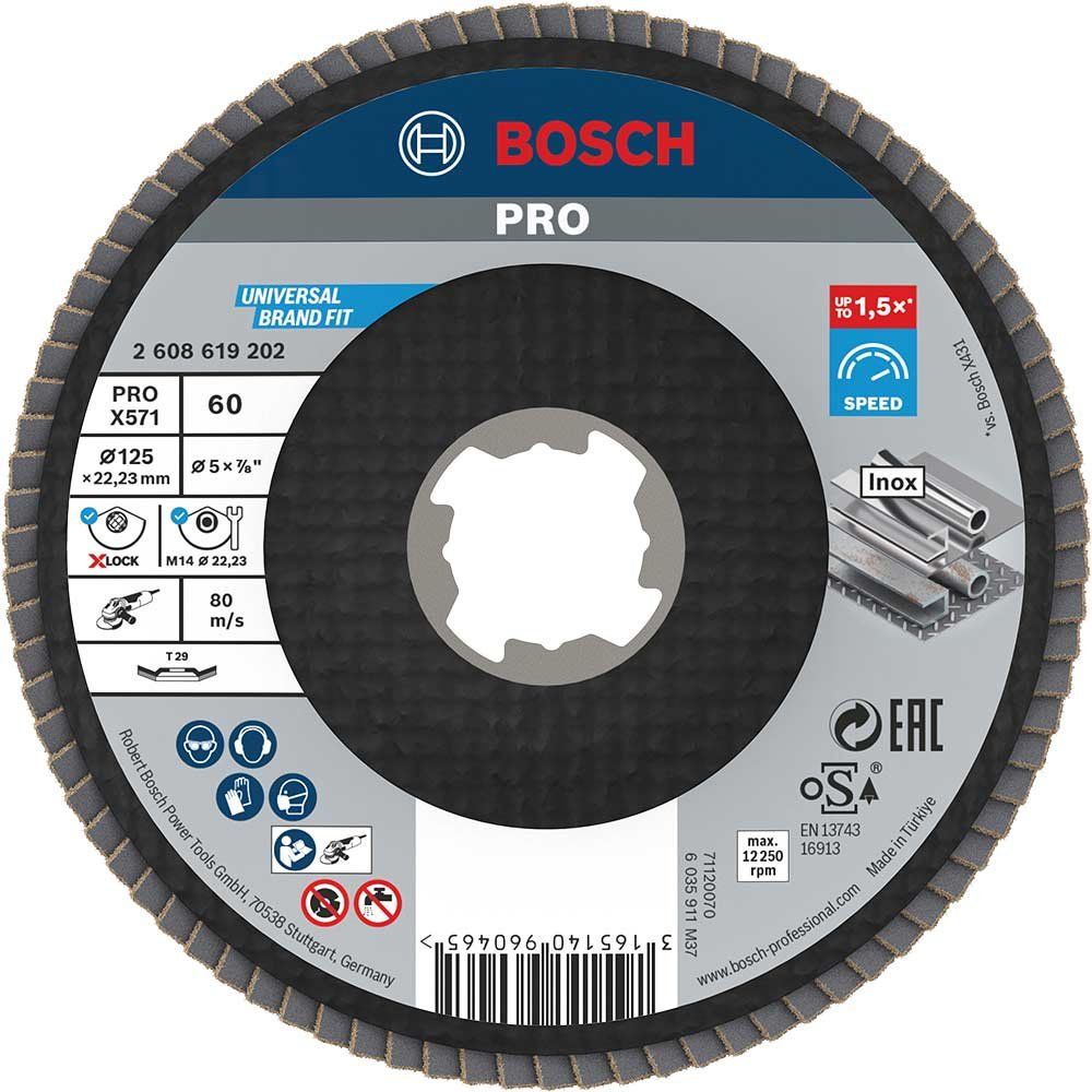 Bosch PRO X Lock Zirconium Abrasive Flap Disc 125mm 60g Pack of 1 - Image 1
