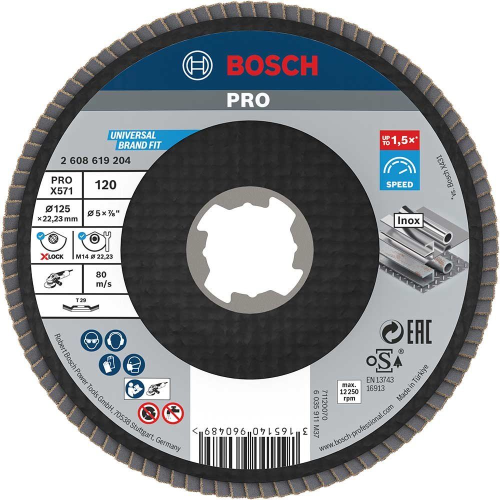 Bosch PRO X Lock Zirconium Abrasive Flap Disc 125mm 120g Pack of 1 - Image 1