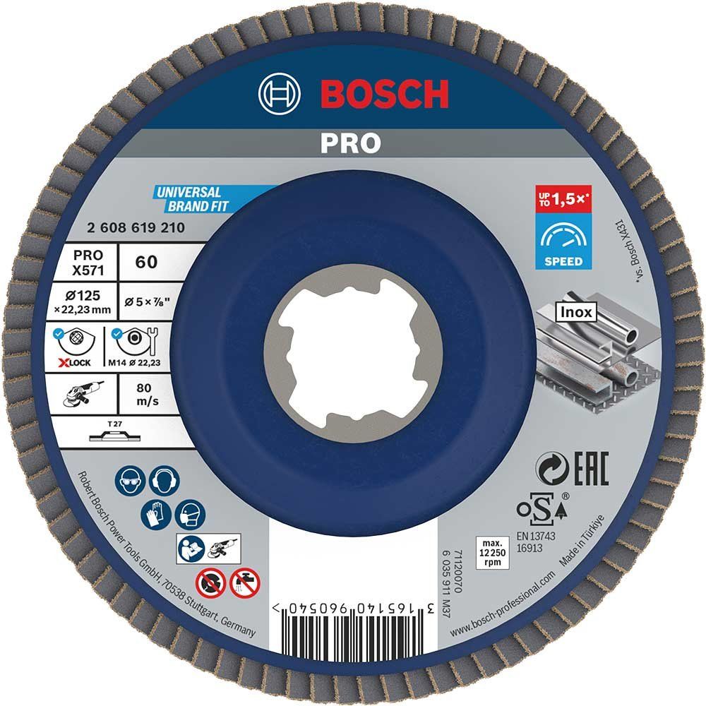 Bosch PRO X Lock Zirconium Abrasive Straight Flap Disc 125mm 60g Pack of 1 - Image 1