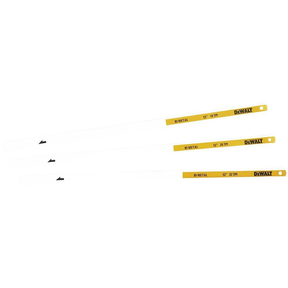 DeWalt Mixed Hacksaw Blades 12" / 300mm Assorted Pack of 3 - Image 1