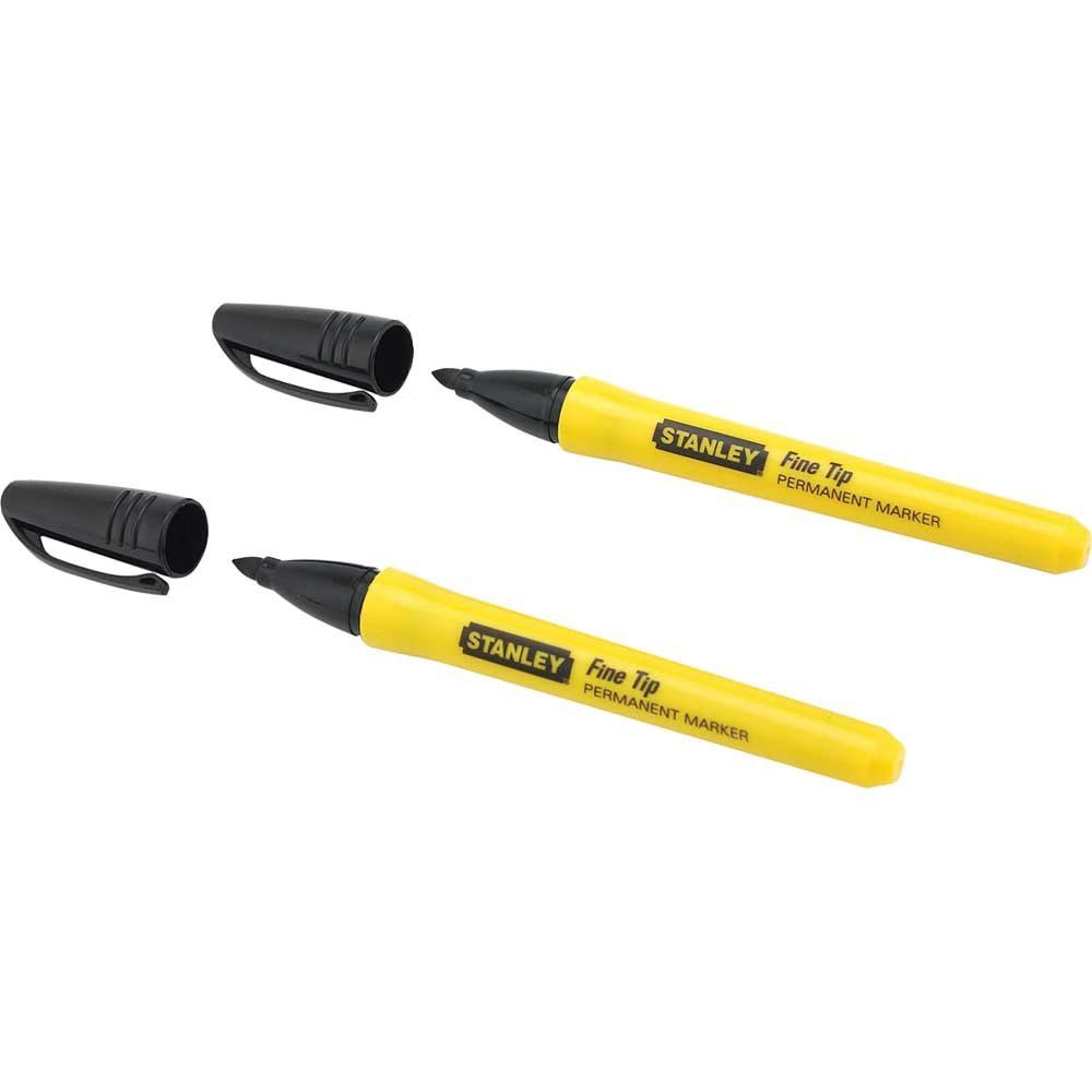 Stanley 0-47-316 Fatmax Black Permanent Marker Fine Tip (Pack Of 2) - Image 1