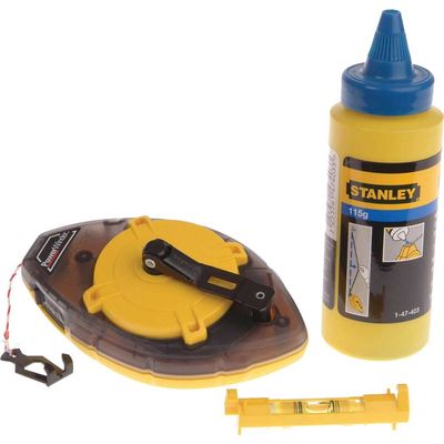 Stanley 0-47-465 Powerwinder Chalk Line Level & Blue Builders Chalk