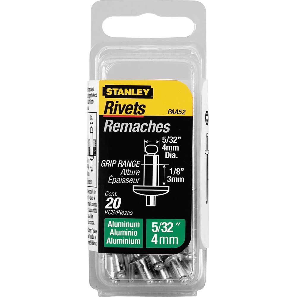 Stanley Aluminium Pop Rivets 4mm Short Pack of 20 - Image 1