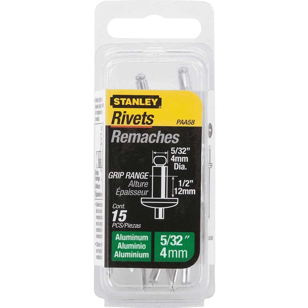Stanley Aluminium Pop Rivets 4mm Long Pack of 15 - Image 1