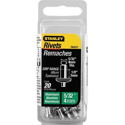 Stanley Aluminium Pop Rivets 5mm Short Pack of 15