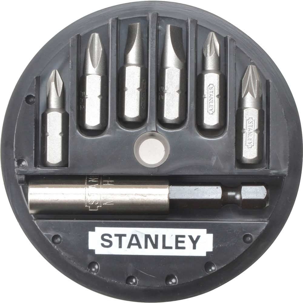 Stanley 7 Piece Slotted, Phillips and Pozi Insert Screwdriver Bit Set - Image 1