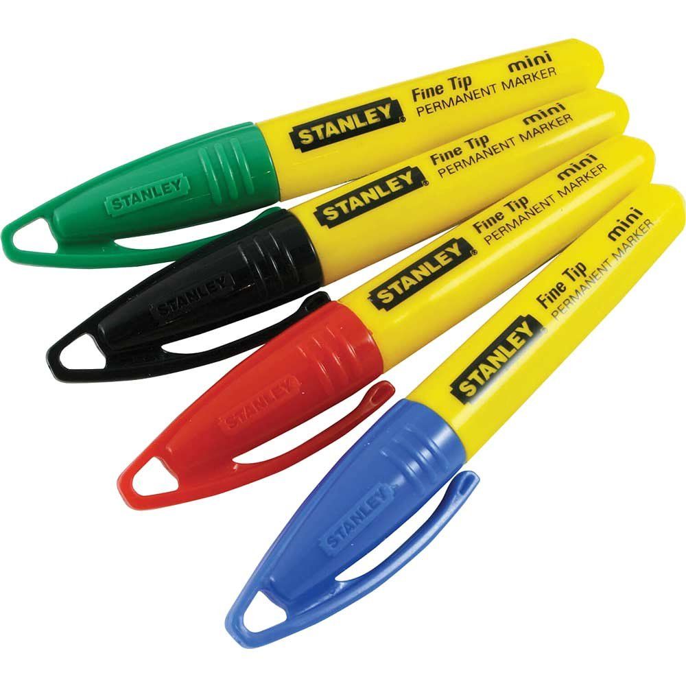 Stanley 4 Piece Mini Fine Tip Marker Pen Set Pack of 4 - Image 1