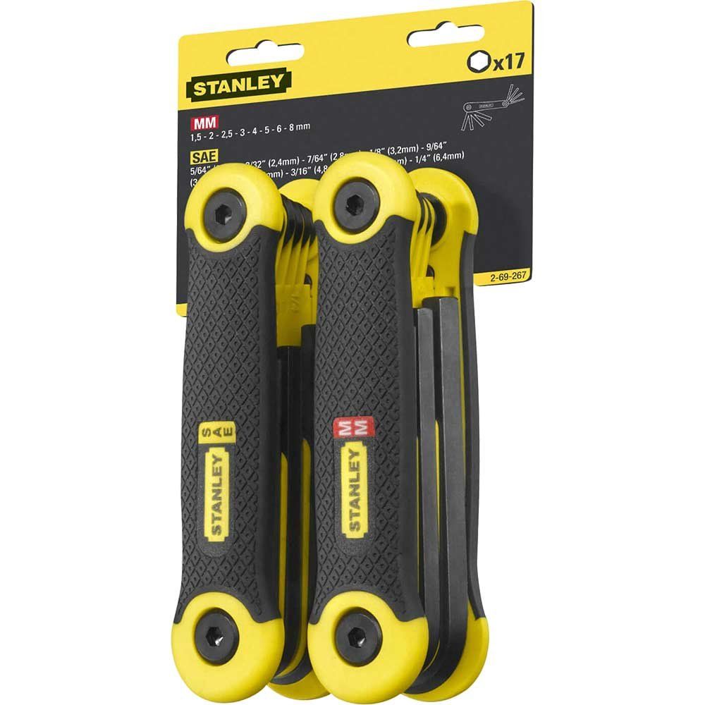 Stanley 17 Piece Folding Hexagon Allen Key Set Metric and Imperial - Image 1