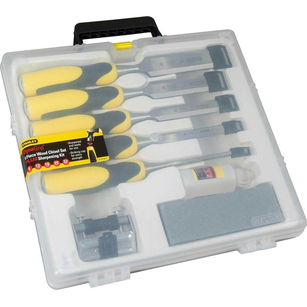 STANLEY® Dynagrip Wood Chisel Set 5 Piece + Honing Guide STA5-16-421 - Image 1
