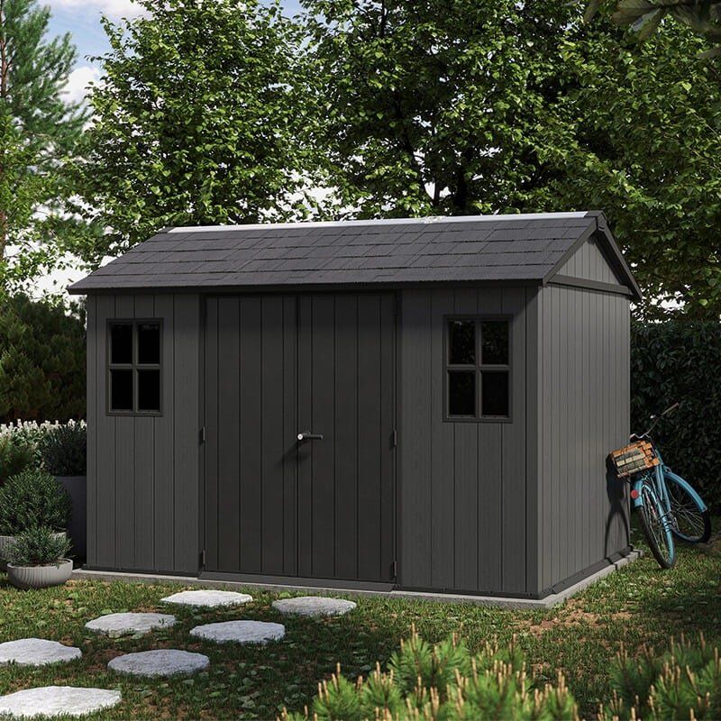 11' x 7'5 Keter Newton Plus Grey Plastic Garden Shed (3.50m x 2.30m) - Image 1