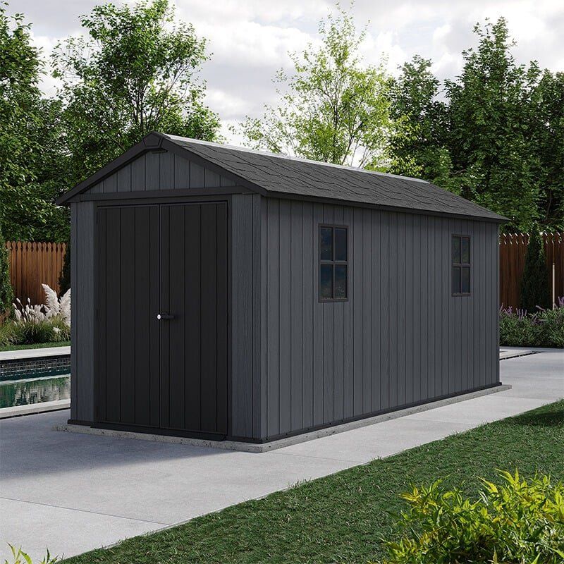 7'5 x 15' Keter Newton Plus Grey Plastic Garden Shed (2.30m x 4.76m) - Image 1
