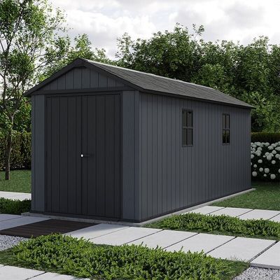 7'5 x 17' Keter Newton Plus Grey Plastic Garden Shed (2.30m x 5.39m)