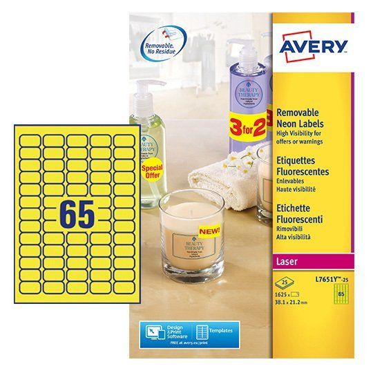 Avery White Mini Label - Laser - L7651 Yellow - Image 1
