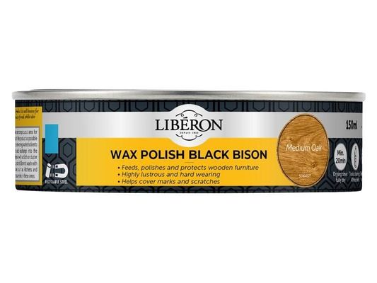 Liberon 126870 Black Bison Wax Paste Medium Oak 150Ml