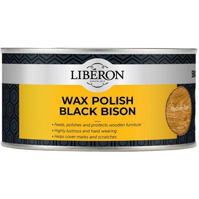 Liberon 126877 Black Bison Wax Paste Medium Oak 500Ml - Thumbnail 2