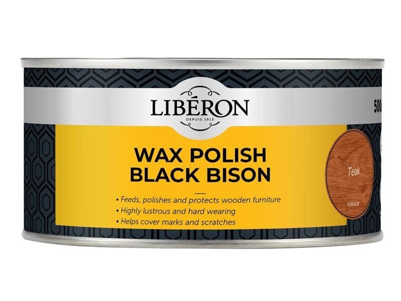 Liberon 126879 Black Bison Wax Paste Teak 500Ml - Image 1
