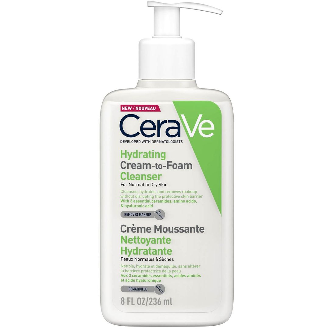 CeraVe Hydrating Cream-to-Foam Cleanser with Amino Acids for Normal to Dry Skin 236ml - Image 1