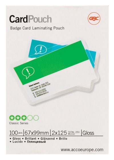 GBC Lamination Pouch 67x99mm 125 Micron