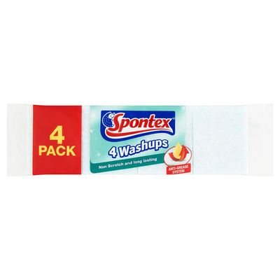 Spontex Washups Non-Scratch Sponge Scourers 4 Pack - Thumbnail 2