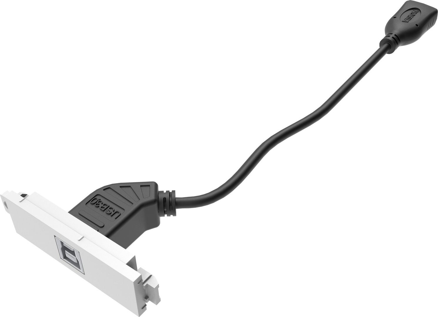 Modular AV faceplate component - USB B (on front) to A module - A type socket on the rear and square B type socket on the front - USB 3.0 backward compatible with 2.0 - fixes into techconnect surrounds - plastic - white - Image 1
