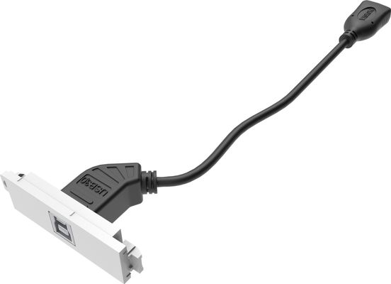 Modular AV faceplate component - USB B (on front) to A module - A type socket on the rear and square B type socket on the front - USB 3.0 backward compatible with 2.0 - fixes into techconnect surrounds - plastic - white
