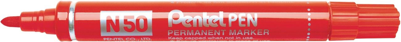 Pentel N 50 permanent marker Bullet tip Red 12 pc(s) - Image 1