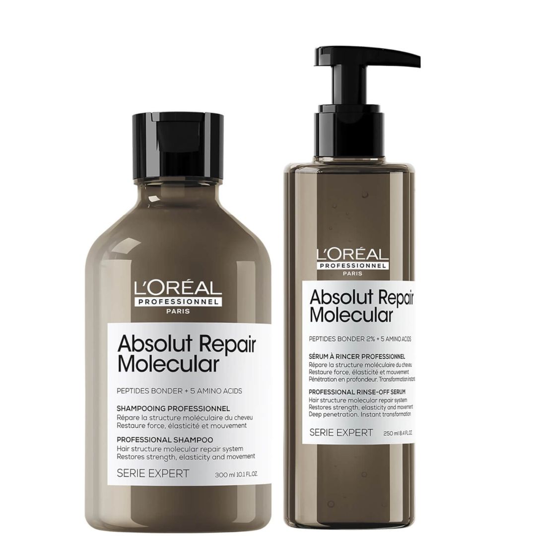 L'Oréal Professionnel Absolut Repair Molecular Shampoo 300ml & Rinse Off Serum 250ml Set for Damaged Hair - Image 1