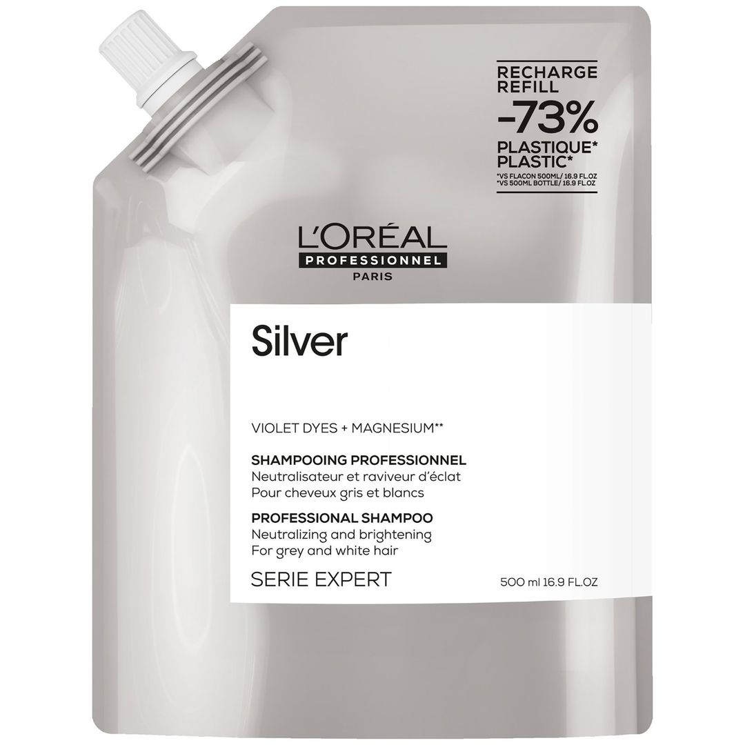 L'Oréal Professionnel Silver Shampoo Refill Pack 500ml for Grey and Silver Coloured Hair - Image 1