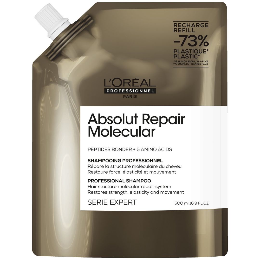 L'Oréal Professionnel Absolut Repair Molecular Shampoo Refill Pack 500ml for Damaged Hair - Image 1