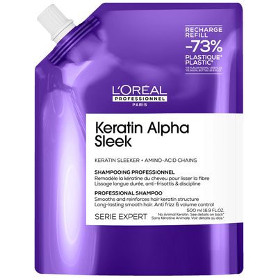 L'Oréal Professionnel Keratin Alpha Sleek Shampoo Refill Pack Anti-Frizz & Smoothing 500ml