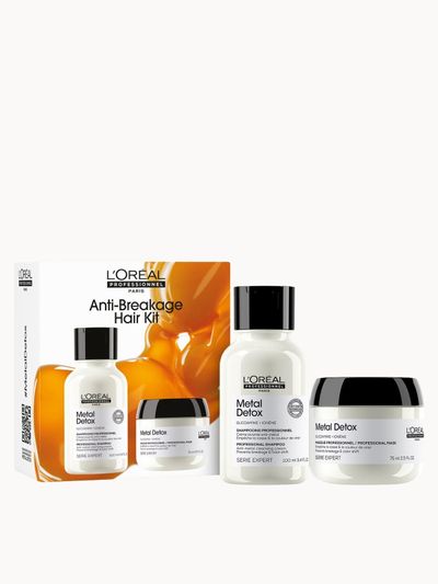 L’Oréal Professionnel Metal Detox Shampoo & Hair Mask Mini Gift Set, Prevent Damage & Colour Fade From Hard Water 100ml, 75ml
