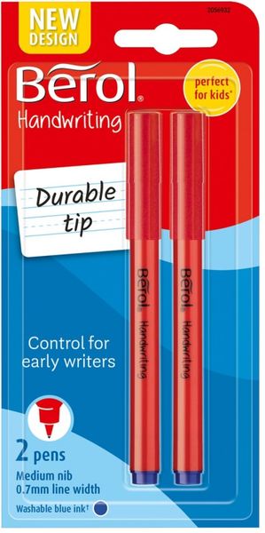 Berol Handwriting Pen 0.6mm Line Blue (Pack 2) - 2056932