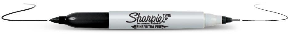Sharpie Twin Tip permanent marker Fine tip Black 12 pc(s) - Image 1