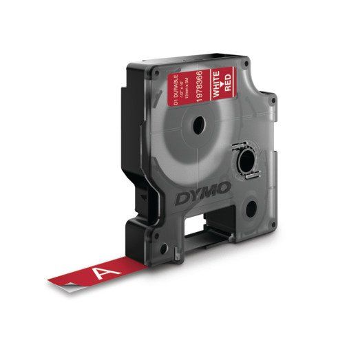 DYMO D1 Durable - White on Red - 12mm - Image 1