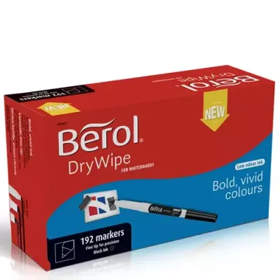 Berol Dry Wipe Whiteboard Pens Fine Tip Black Ink 192 Pack - 1984905