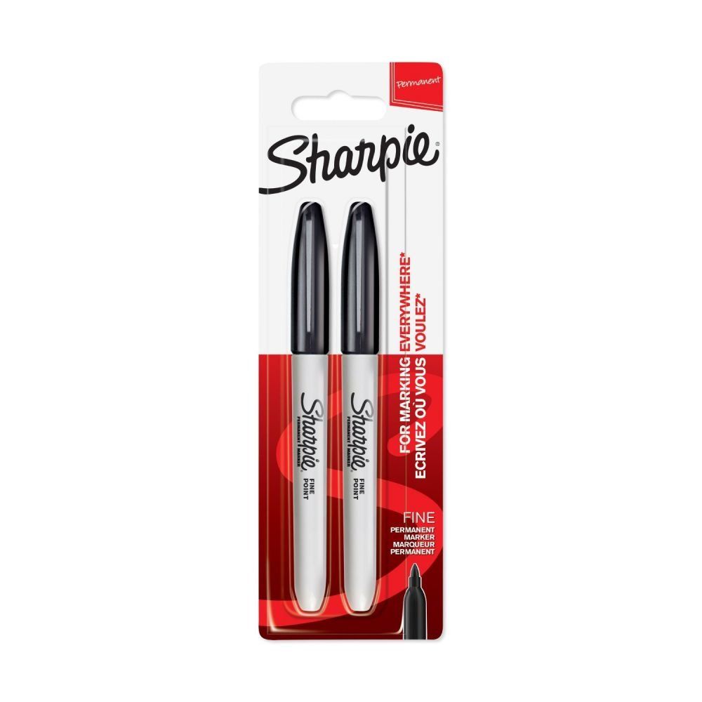 Pack of 2 Sharpie Fine Permanent Markers Black - Image 1
