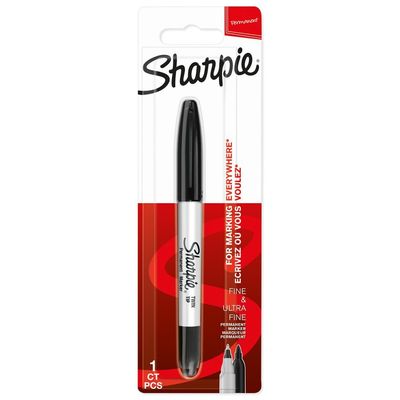Sharpie Fine / Ultra Fine Twin Tip Permanent Marker Pen Black Pack of 1