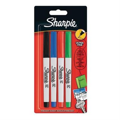 Sharpie Permanent Marker Ultra Fine Tip 0.6Mm Line Assorted Standard Colours (Pack 4) - 1985879